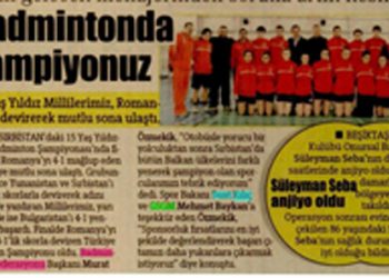 Hürriyet Gazetesi-30.08.2012-Badmintonda Şampiyonuz
