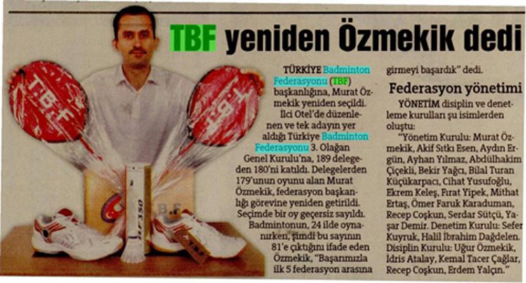 Hürriyet Ankara-15.10.2012-TBF Yeniden Özmekik Dedi