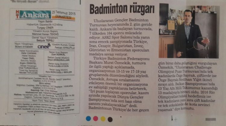 Habertürk Gazetesi-25.07.2015-Badminton Rüzgarı