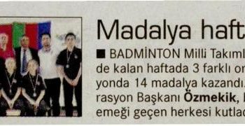 Hürriyet Gazetesi 20.10.2015 Madalya Haftası