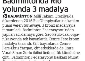 Milli Gazete 26.10.2015 Rio Yolunda 3 Madalya