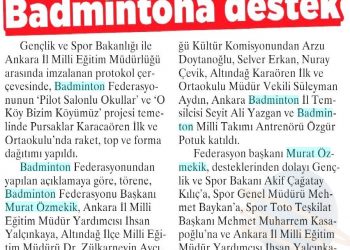 Milliyet Gazetesi – 18.03.2017 – Badminton’a Destek