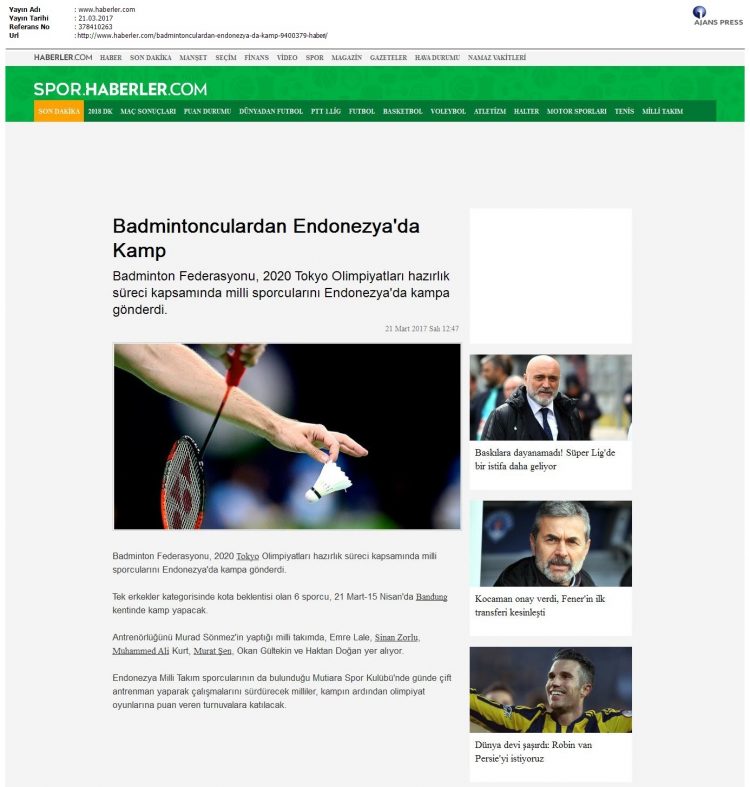 Haberler – 22.03.2017 – Badmintonculardan Endonezya’da Kamp