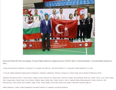 Spor Meydanı – 27.03.2017 – 19 Yaş Altı Balkan Badminton Şampiyonası Sona Erdi
