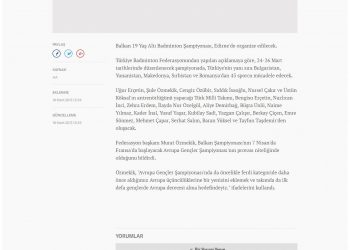 ÜLKE – 20.03.2017 – Balkan 19 Yaş Altı Badminton Şampiyonası