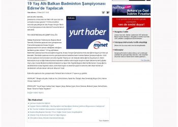Mynet Haber – 20.03.2017 – 19 Yaş Altı Balkan Badminton Şampiyonası