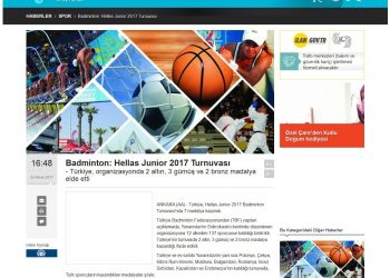 Pusula – 24.04.2017 – Badminton: Hellas Junıor 2017 Turnuvası